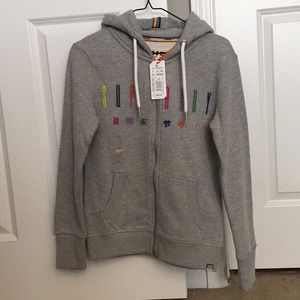Superdry hoodie full zip XS / NWT grey+multi